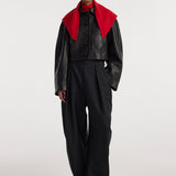 ROHE - Small knitted triangle scarf | red