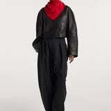 ROHE - Small knitted triangle scarf | red