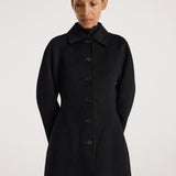 ROHE - Double - faced elongated sculptural coat | black