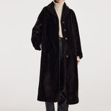 ROHE - Shearling Shawl - Collar Coat | dark chocolate