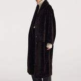 ROHE - Shearling Shawl - Collar Coat | dark chocolate