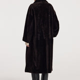 ROHE - Shearling Shawl - Collar Coat | dark chocolate
