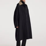 ROHE - Cheetah collar wool coat | black