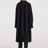 ROHE - Cheetah collar wool coat | black