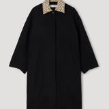 ROHE - Cheetah collar wool coat | black