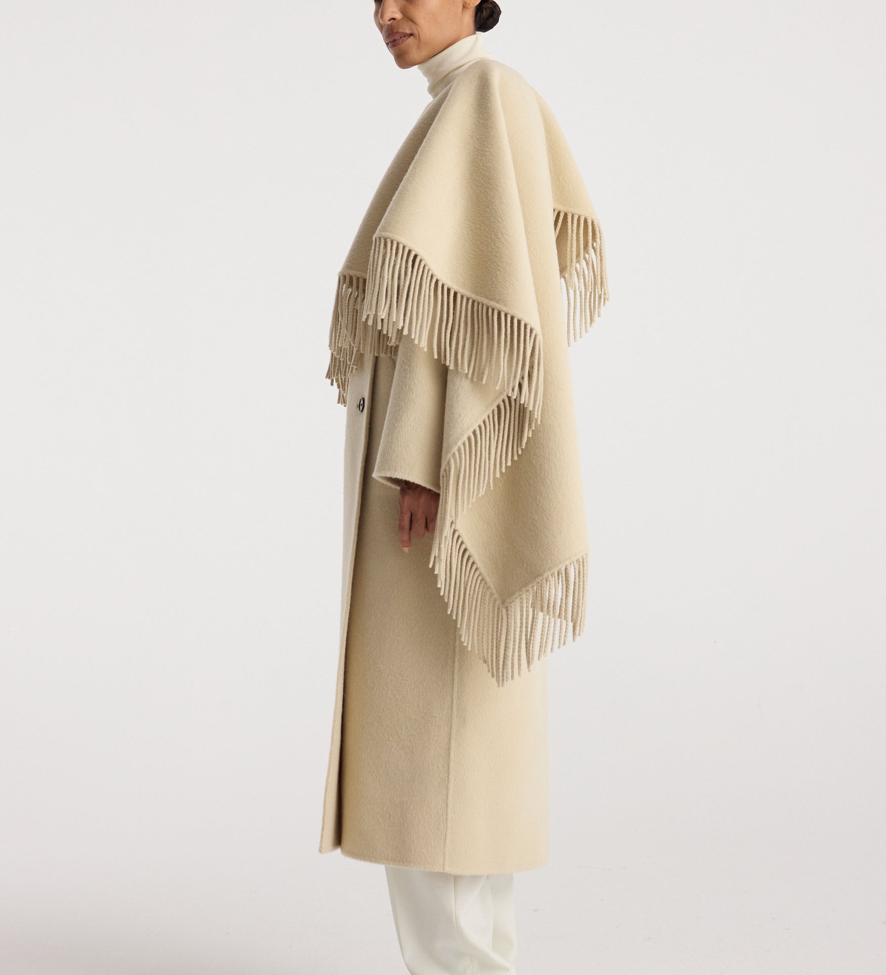 ROHE - Double - faced fringe coat | butter