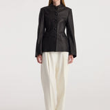 ROHE - Shaped grain leather jacket | black