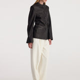ROHE - Shaped grain leather jacket | black