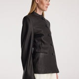 ROHE - Shaped grain leather jacket | black