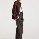 ROHE - Grain leather aviator jacket | chestnut
