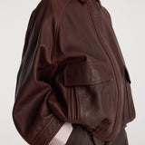 ROHE - Grain leather aviator jacket | chestnut