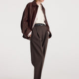 ROHE - Grain leather aviator jacket | chestnut