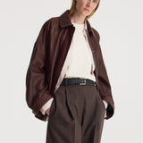 ROHE - Grain leather aviator jacket | chestnut