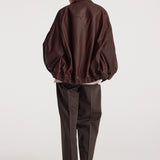 ROHE - Grain leather aviator jacket | chestnut