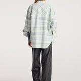 ROHE - Flannel check overshirt | sea green check