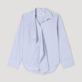 ROHE - Draped collar shirt | blue stripe