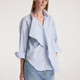 ROHE - Draped collar shirt | blue stripe