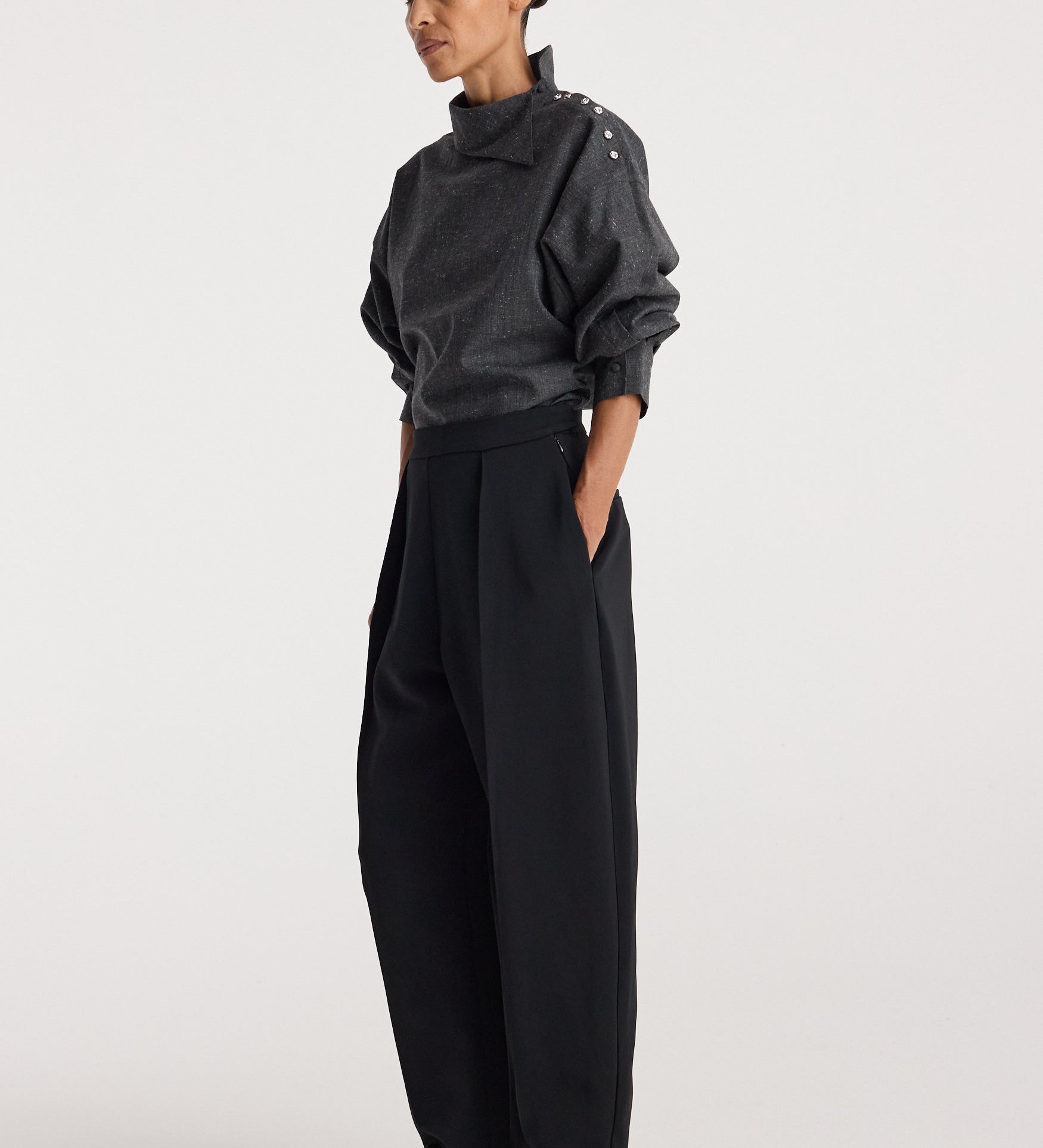 ROHE - Reimagined collar top | grey slub