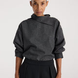 ROHE - Reimagined collar top | grey slub