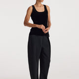 ROHE - Scoop - neck silk velvet top | black