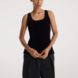 ROHE - Scoop - neck silk velvet top | black