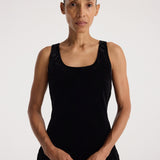 ROHE - Scoop - neck silk velvet top | black
