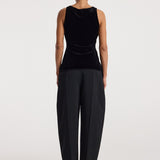 ROHE - Scoop - neck silk velvet top | black