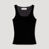 ROHE - Scoop - neck silk velvet top | black