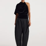 ROHE - Draped open back silk velvet top | black