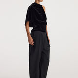 ROHE - Draped open back silk velvet top | black