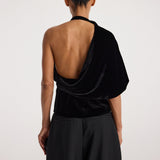 ROHE - Draped open back silk velvet top | black