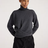 ROHE - Sculptural turtleneck | dark grey melange
