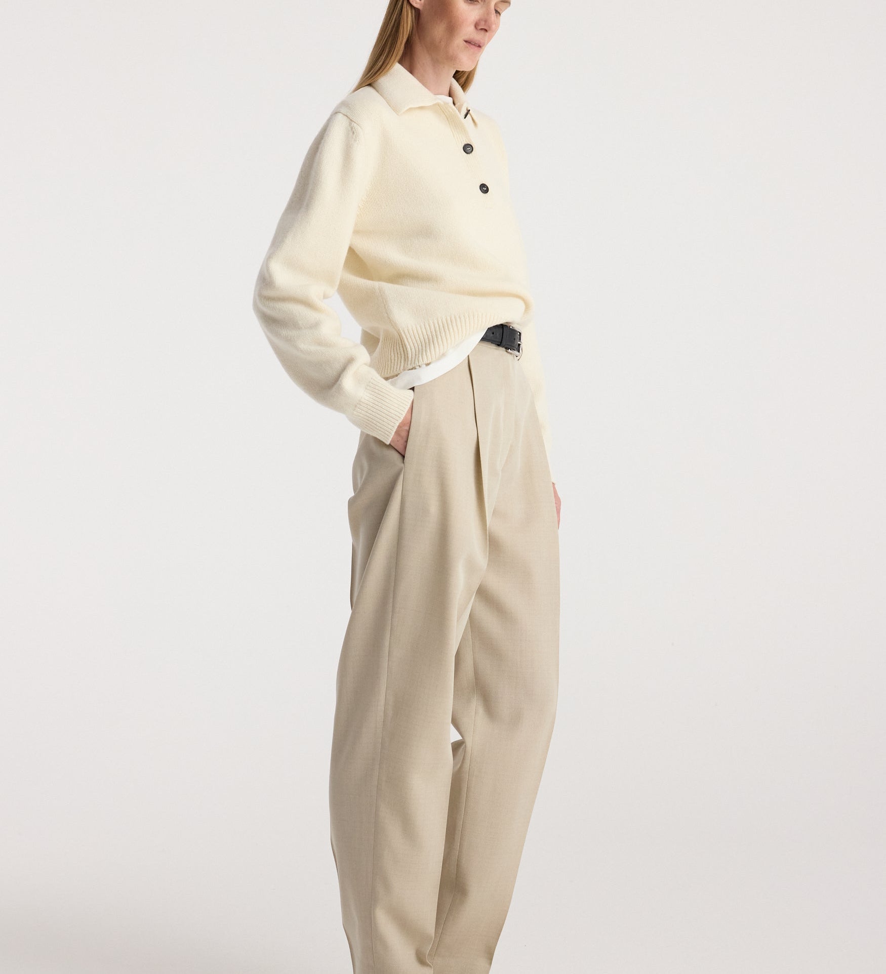 ROHE - Wool - cashmere polo | cream