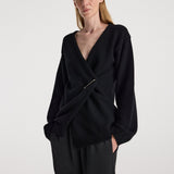 ROHE - Off - shoulder wrap cardigan | black