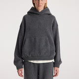 ROHE - Hooded kangeroo jumper | dark grey melange