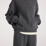 ROHE - Hooded kangeroo jumper | dark grey melange