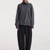 ROHE - Turtleneck with raw details | dark grey melange