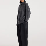 ROHE - Turtleneck with raw details | dark grey melange