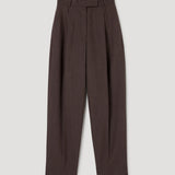 ROHE - Daria - Single pleat straight leg trousers | dark brown