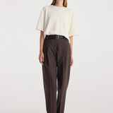 ROHE - Daria - Single pleat straight leg trousers | dark brown