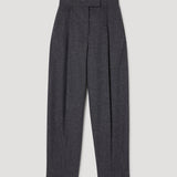 ROHE - Daria - Single pleat straight leg trousers | grey slub