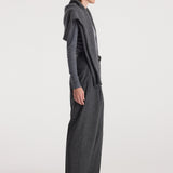 ROHE - Daria - Single pleat straight leg trousers | grey slub