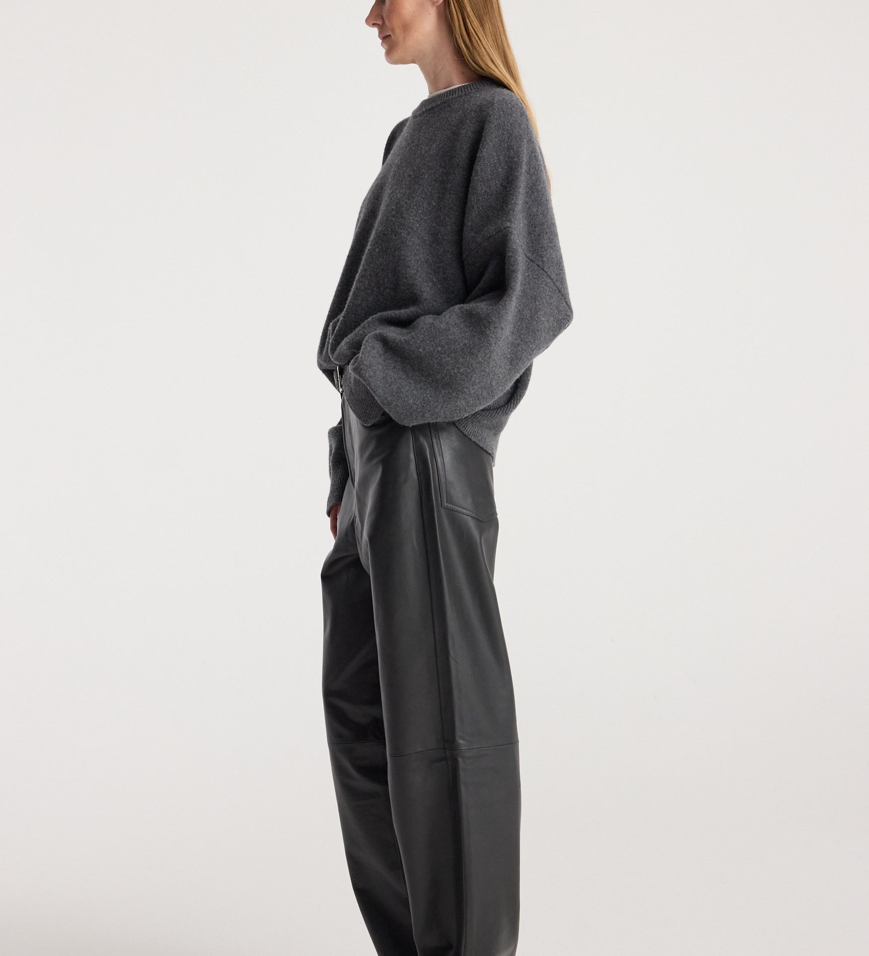 ROHE - Bruun - Leather baggy trousers | anthracite