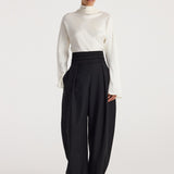 ROHE - Puck - Sculptural cumberband trousers | black