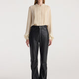 ROHE - High - waist straight leather trousers | black
