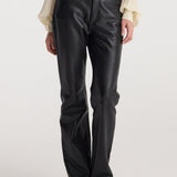 ROHE - High - waist straight leather trousers | black
