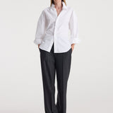 ROHE - Kee - Straight leg tailored trousers | charcoal stripe
