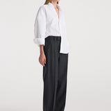 ROHE - Kee - Straight leg tailored trousers | charcoal stripe