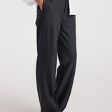 ROHE - Kee - Straight leg tailored trousers | charcoal stripe