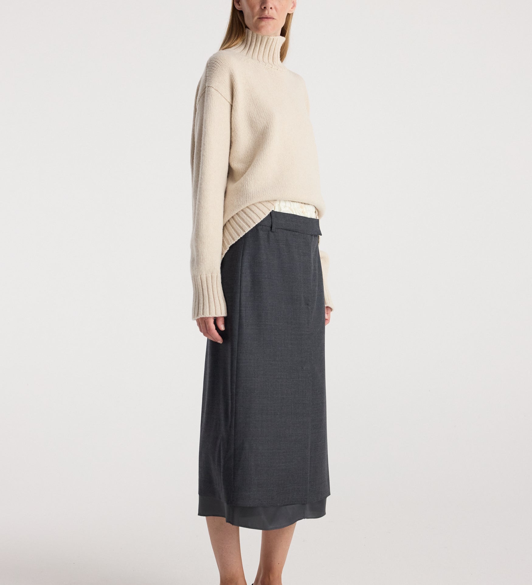 ROHE - Boxer detailed skirt | dark grey melange